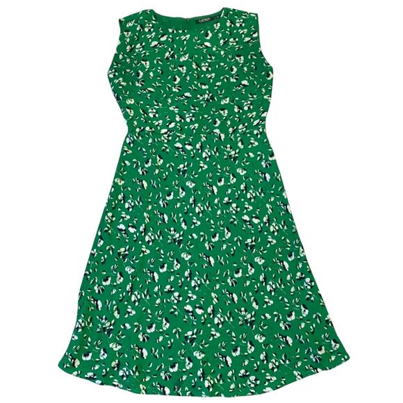 Lauren Ralph Lauren Womens Floral Georgette Dress Sz 10 Cap Sleeve *BELT MISSING - Picture 2 of 15
